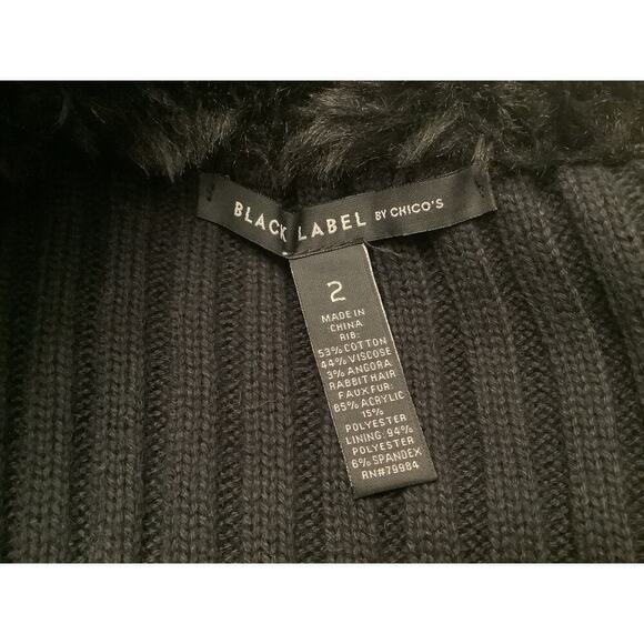 CHICO’S BLACK LABEL BLACK FAUX FUR ZIP FRONT VEST CHICO’S SIZE 2 US M - Picture 6 of 6